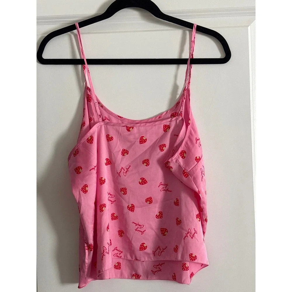 Juicy Couture Pink Strawberry Print Pajama Set Cami and‎ Shorts Large